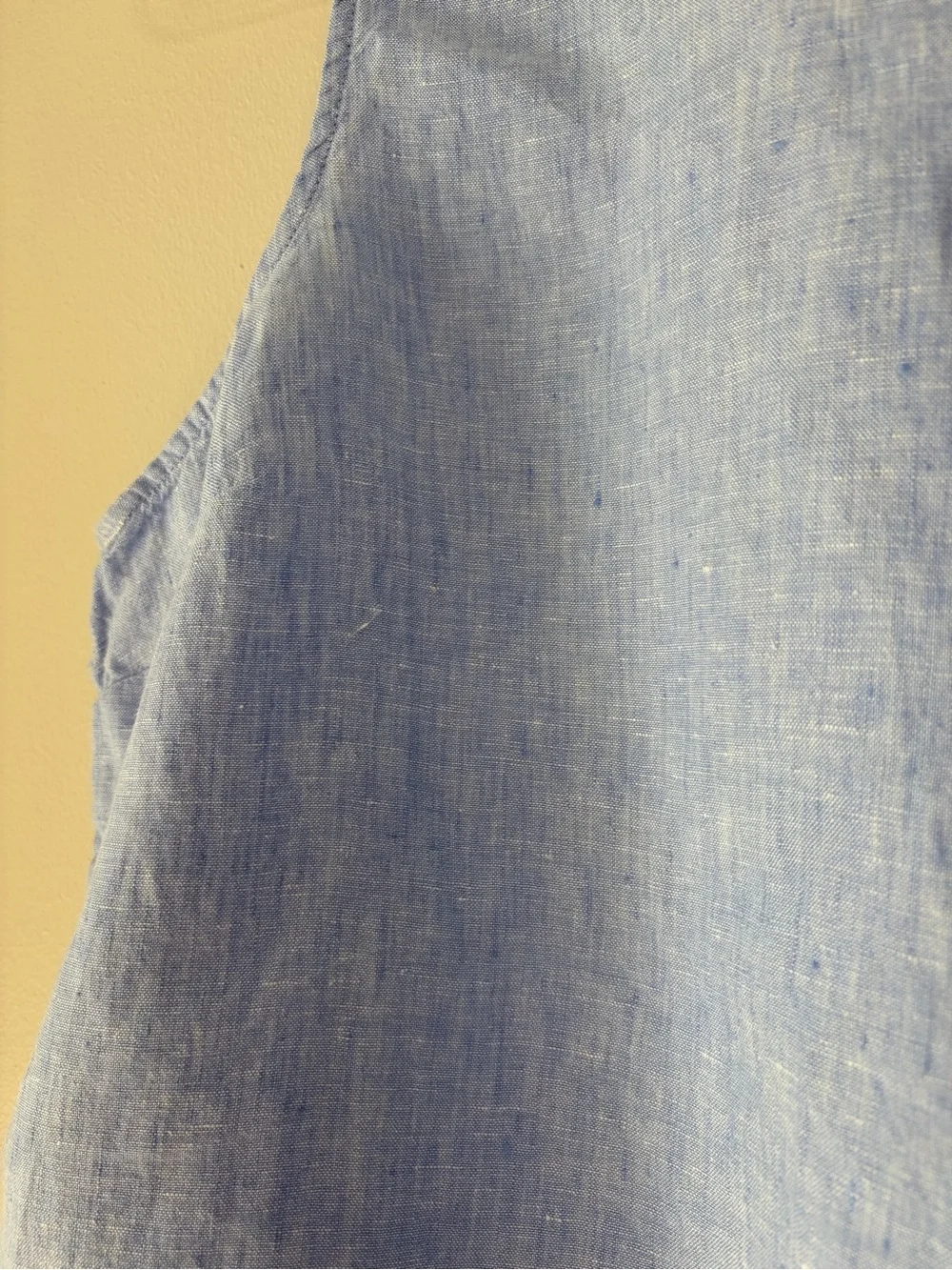 J. Crew Linen Chambray Blue Ruffle Neck Sleeveless Top - Picture 11 of 14